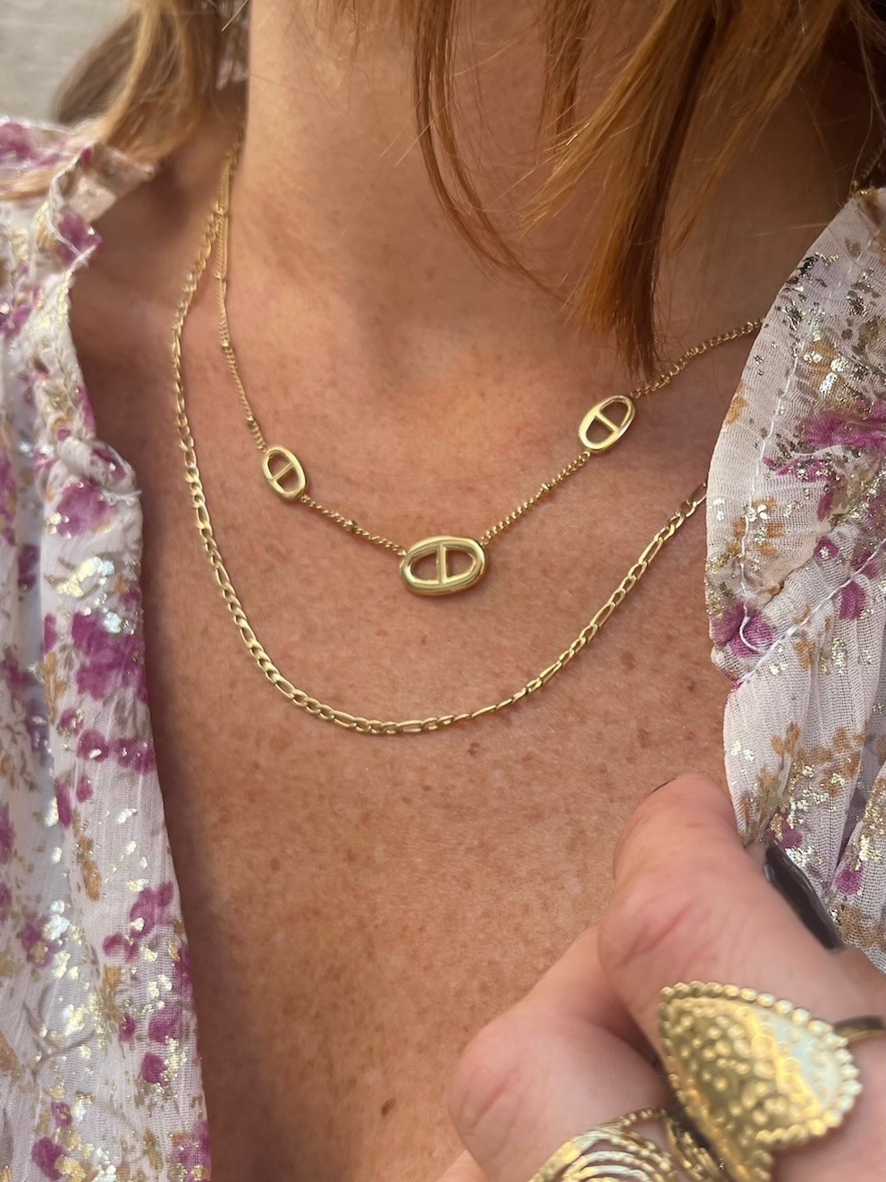 Collier double maillons or