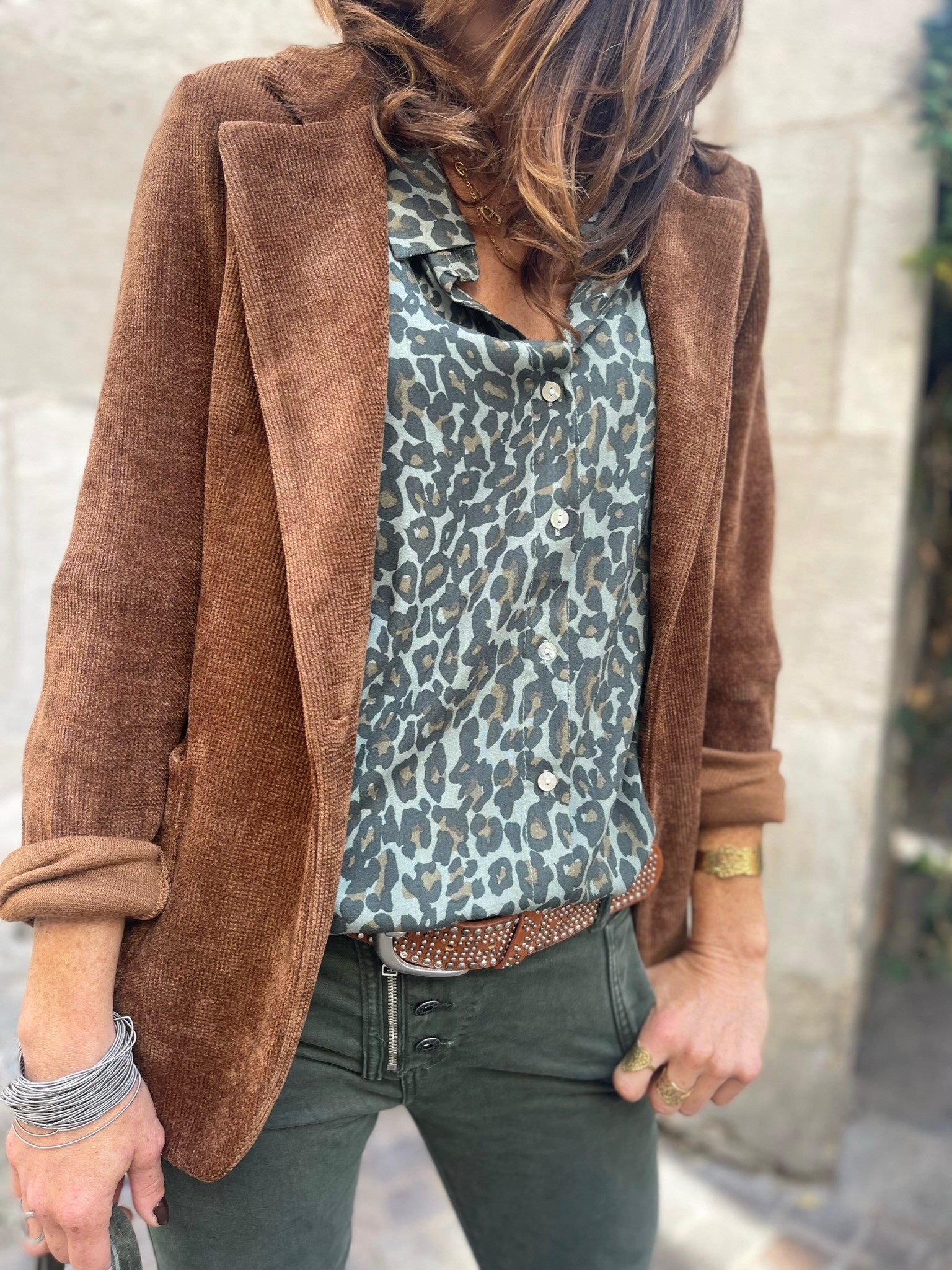 Veste velours camel foncé