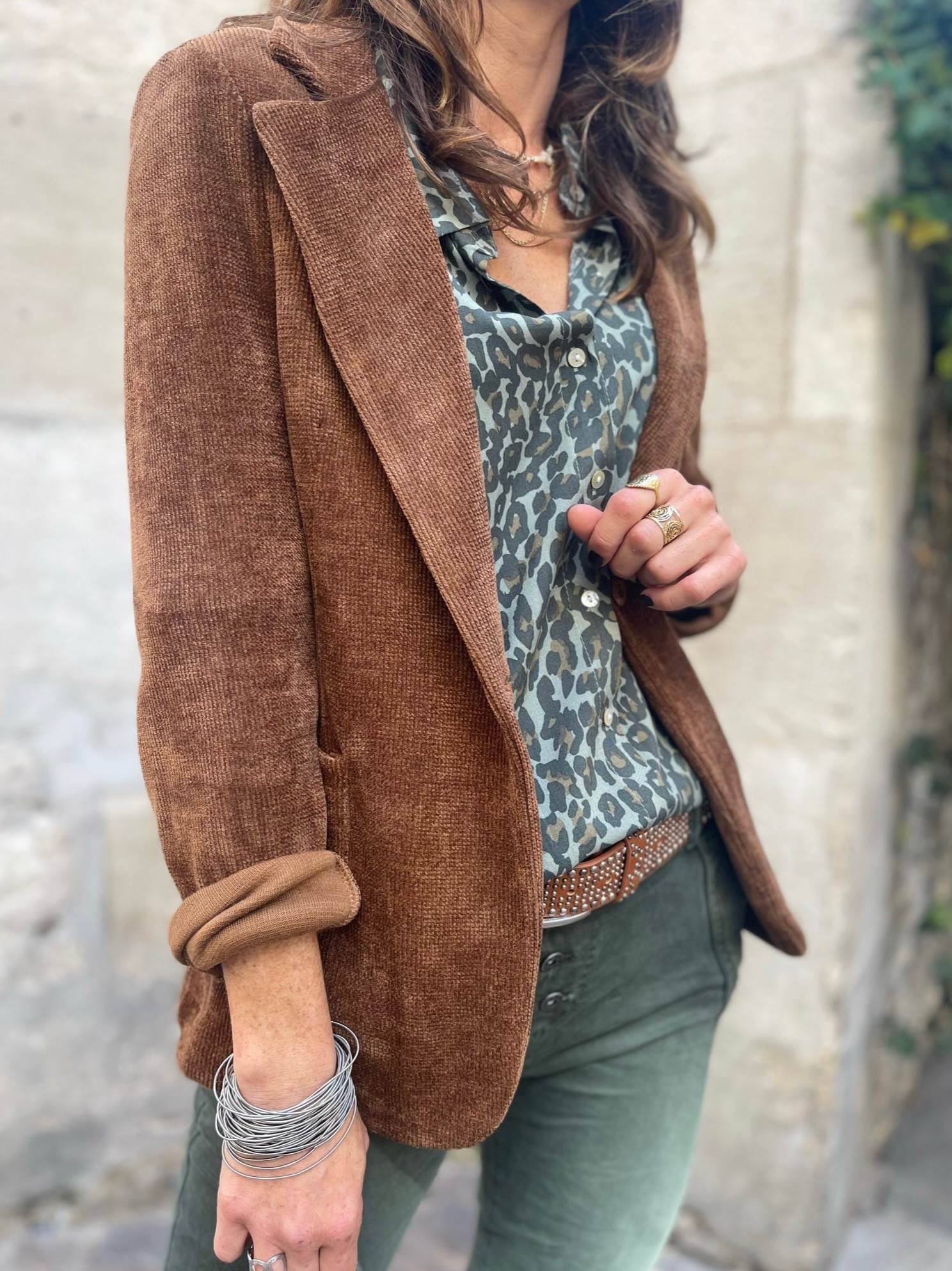 Veste velours camel foncé