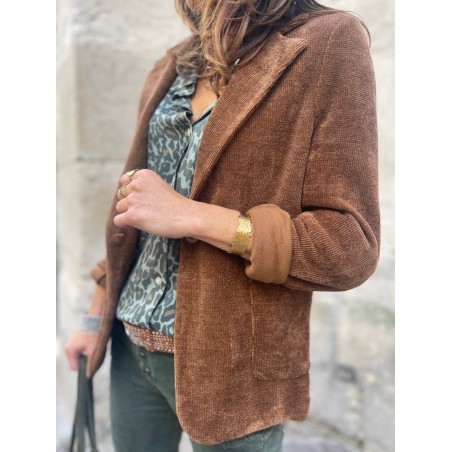 Veste velours camel foncé