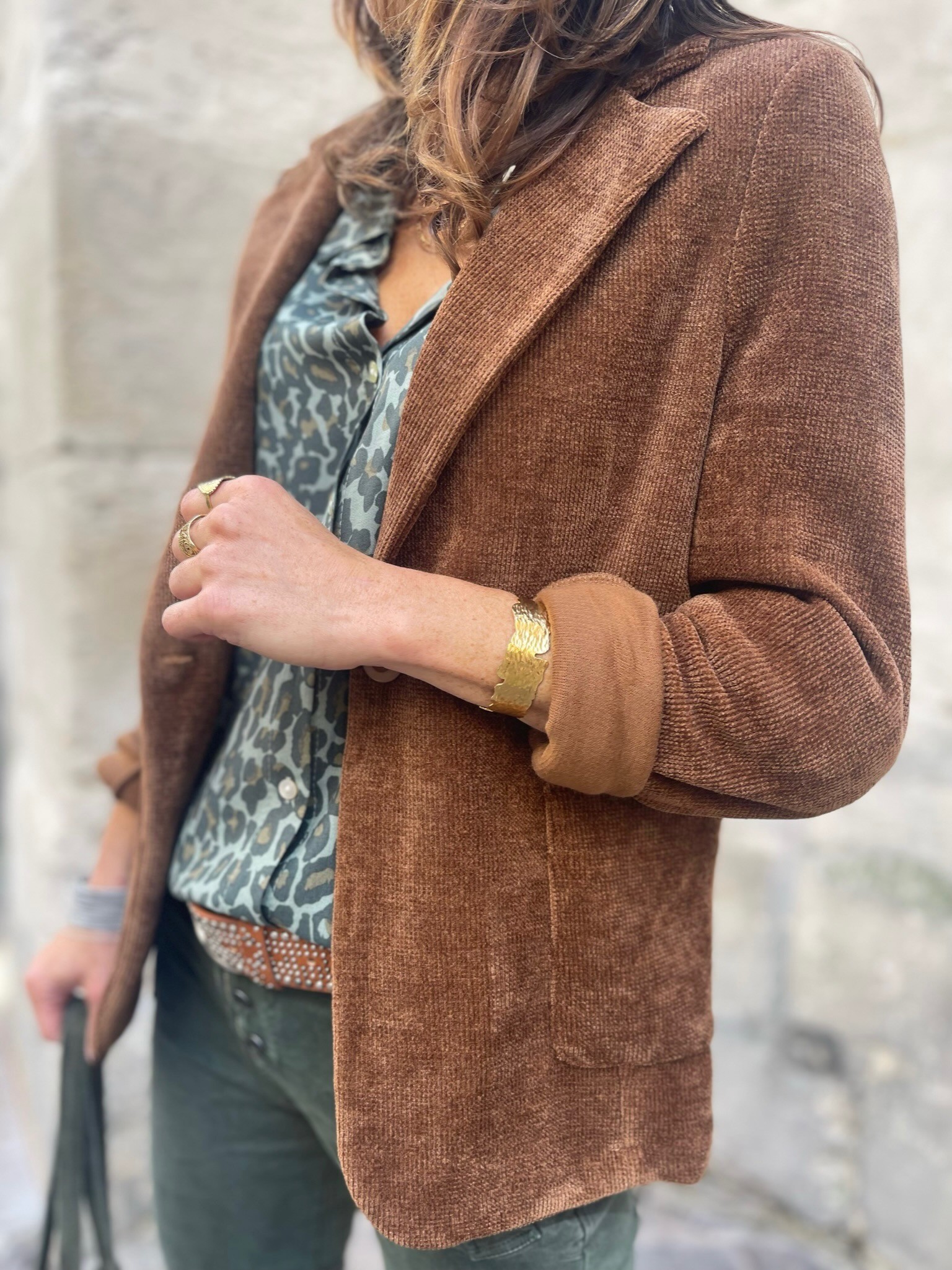 Veste velours camel foncé