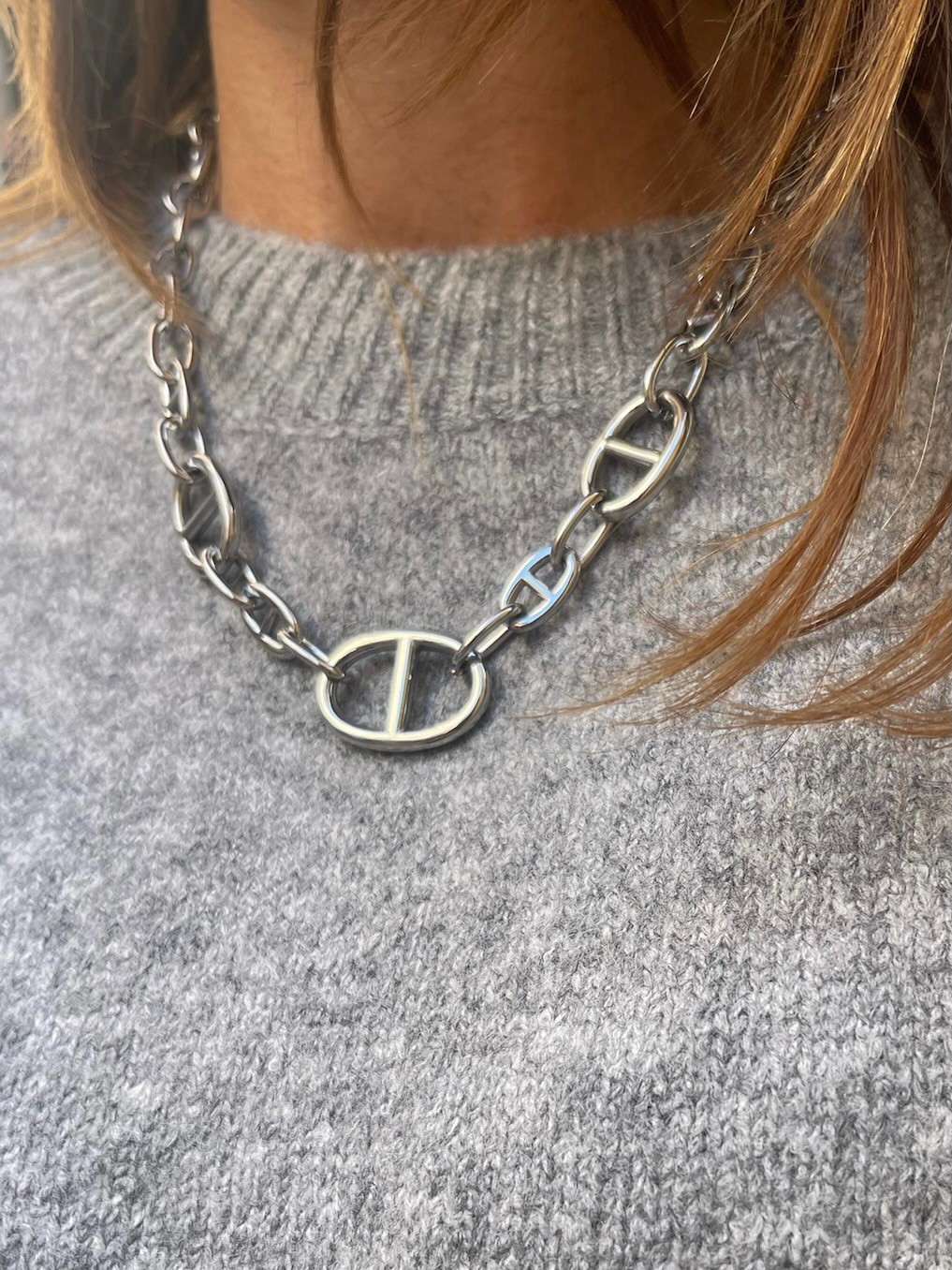 Collier maillons H argent