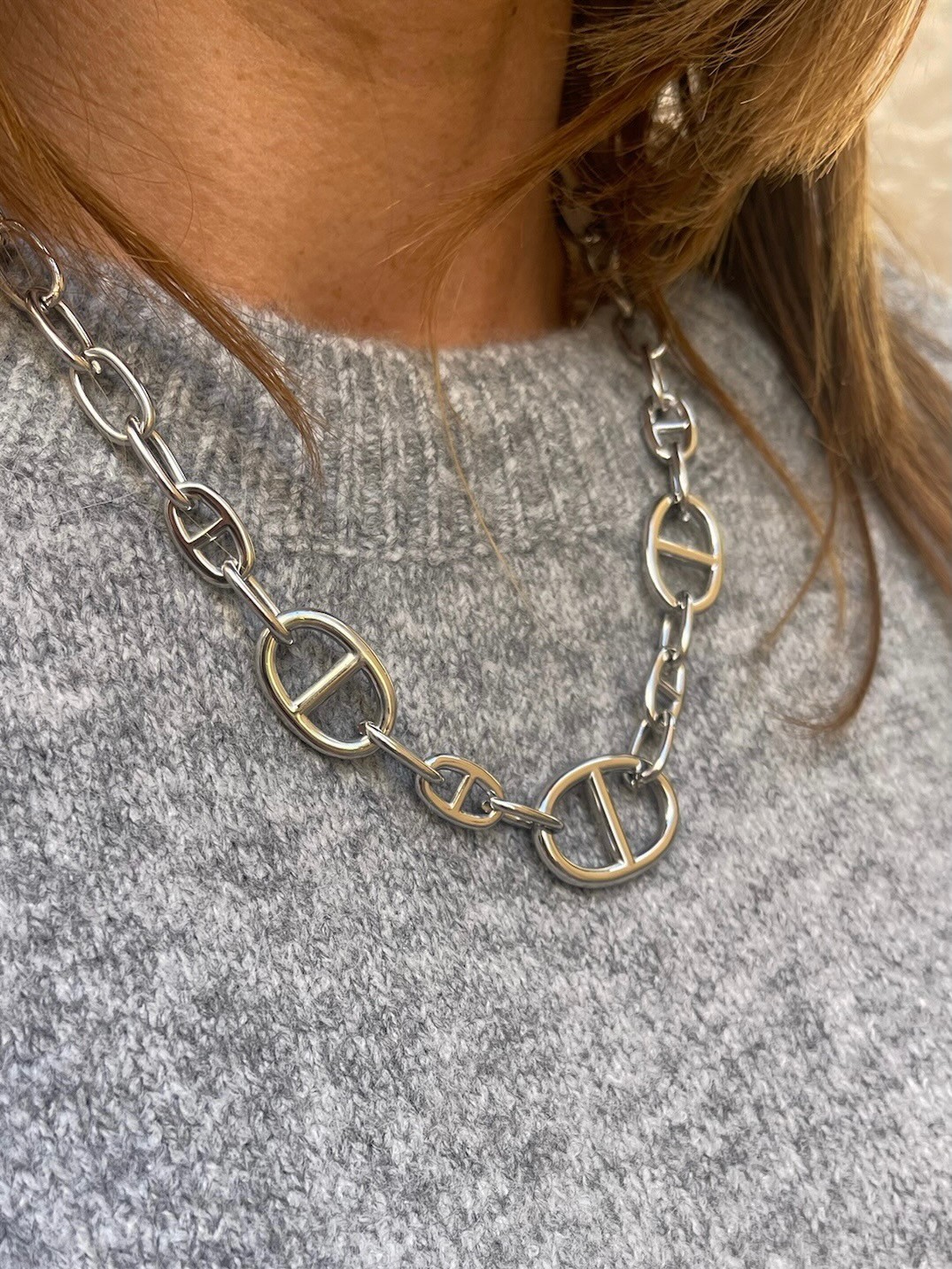 Collier maillons H argent