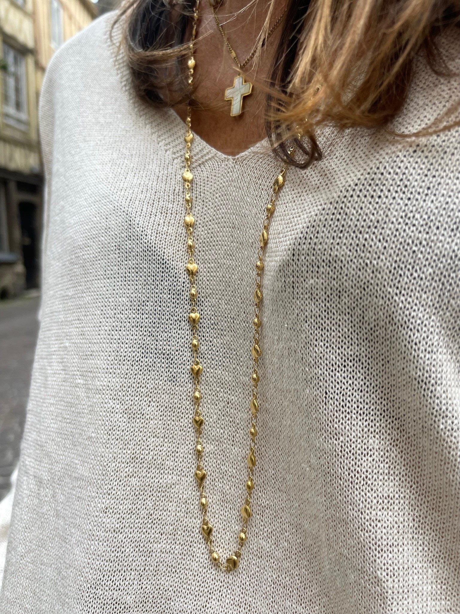 Collier sautoir coeur or