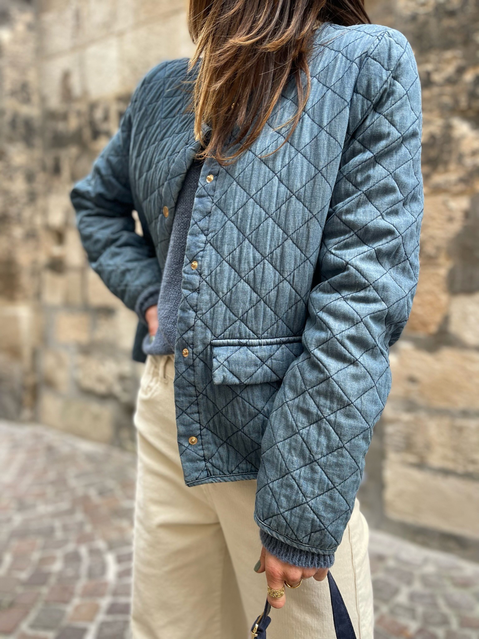Veste jean matelassée
