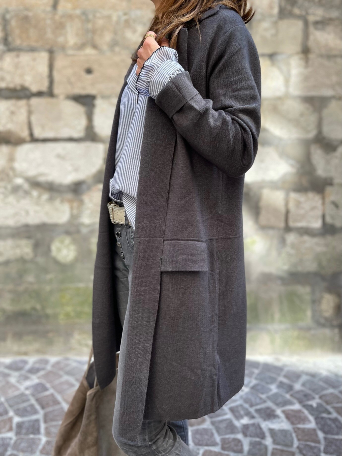 Gilet long gris
