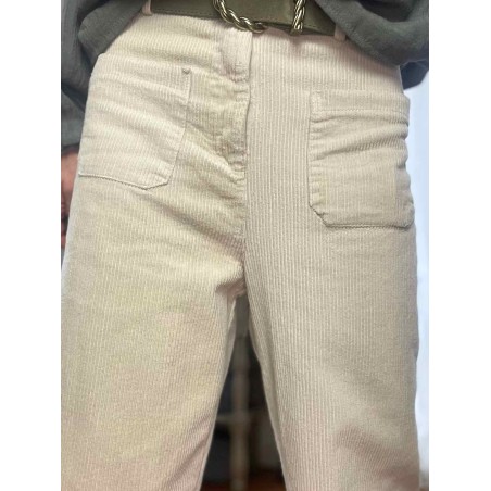 Pantalon velours poches plaquées