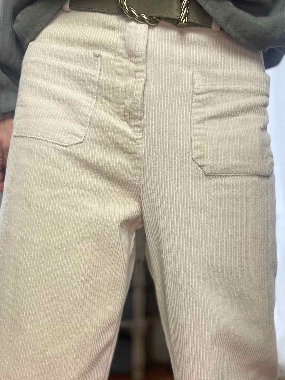 Pantalon velours poches plaquées
