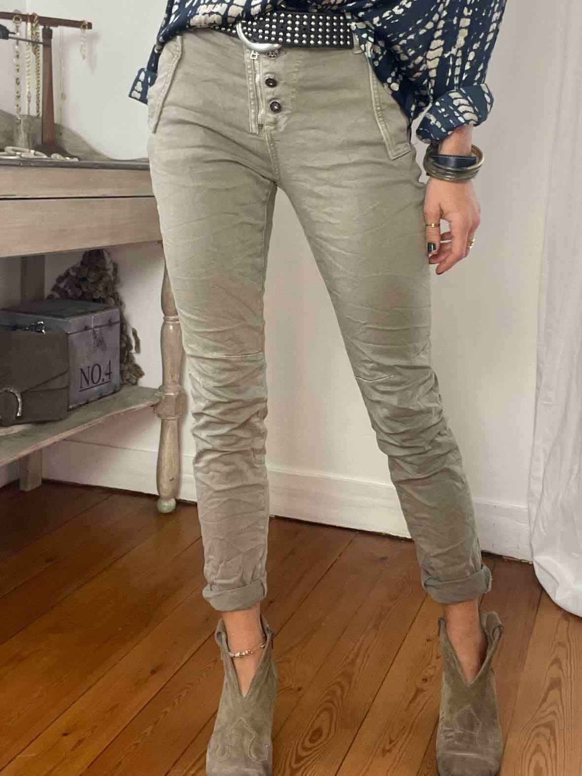 Jean zip taupe