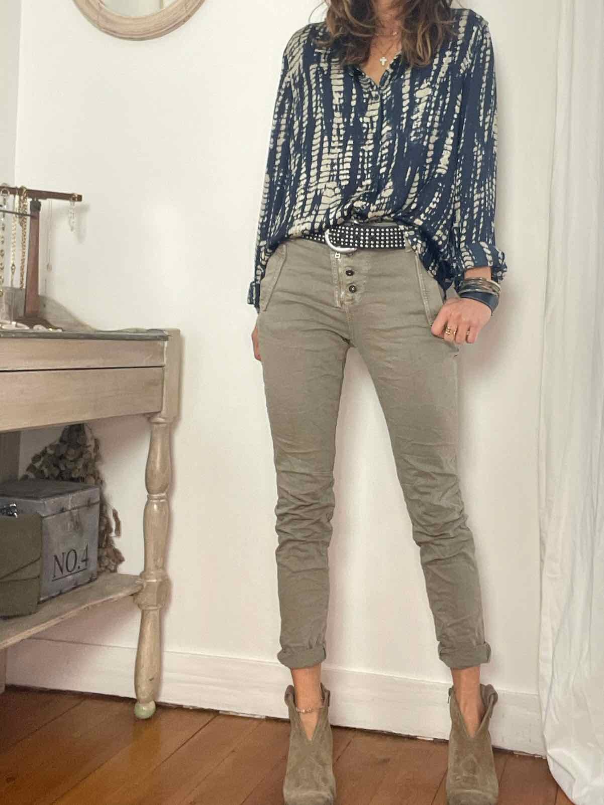 Jean zip taupe