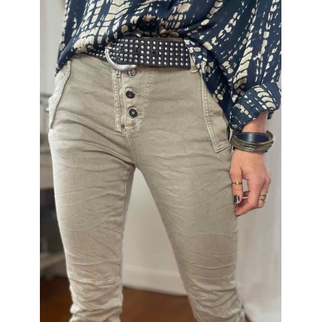 Jean zip taupe