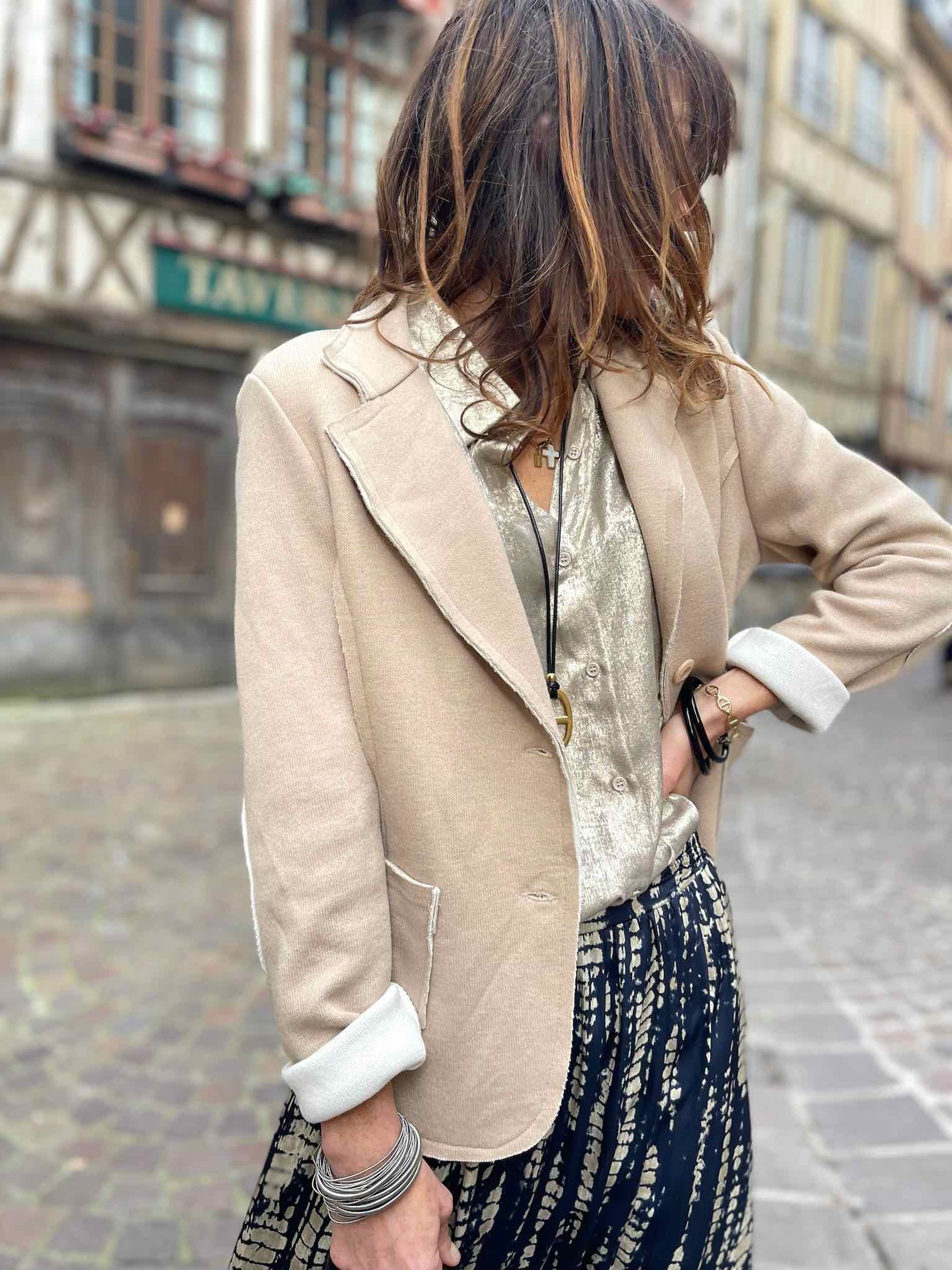 Veste effet maille beige