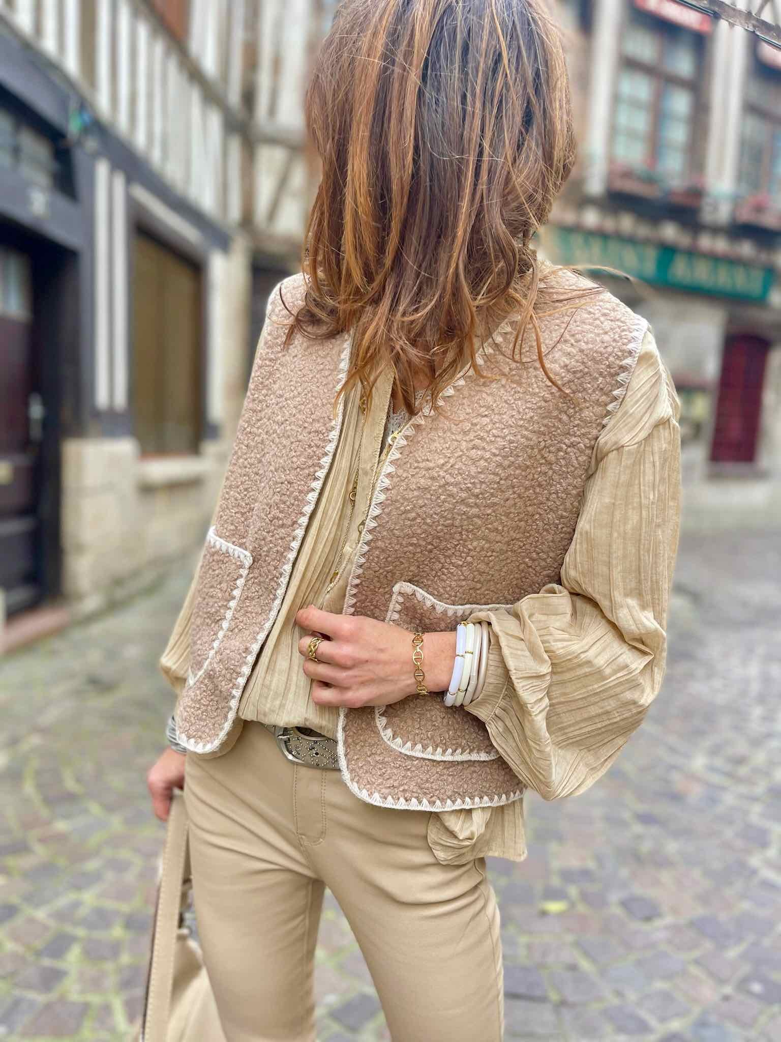 Gilet sans manche beige