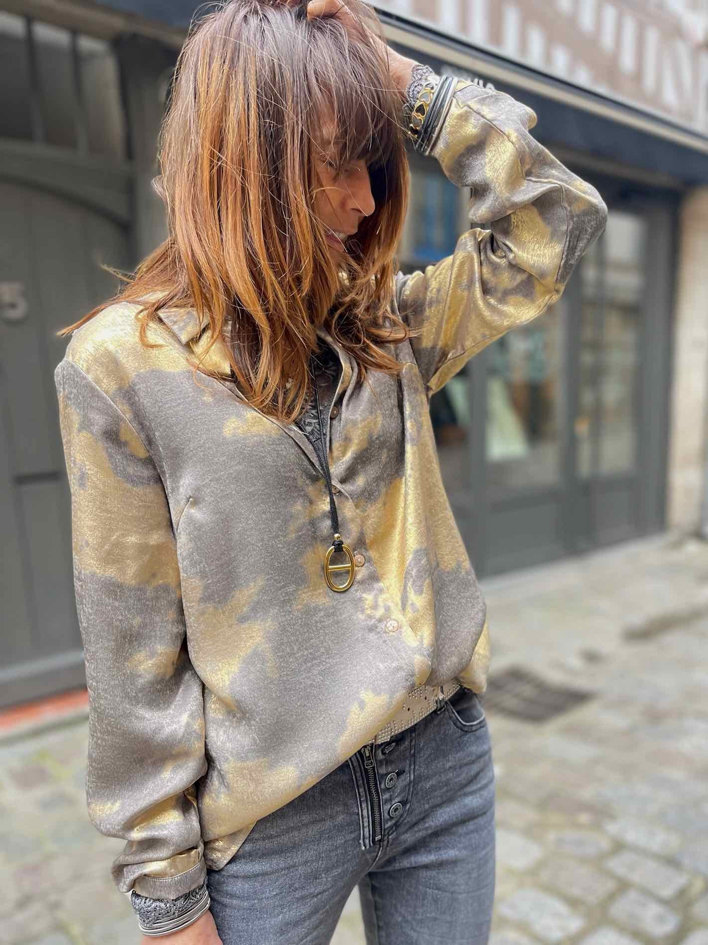 Chemise marbrée gold