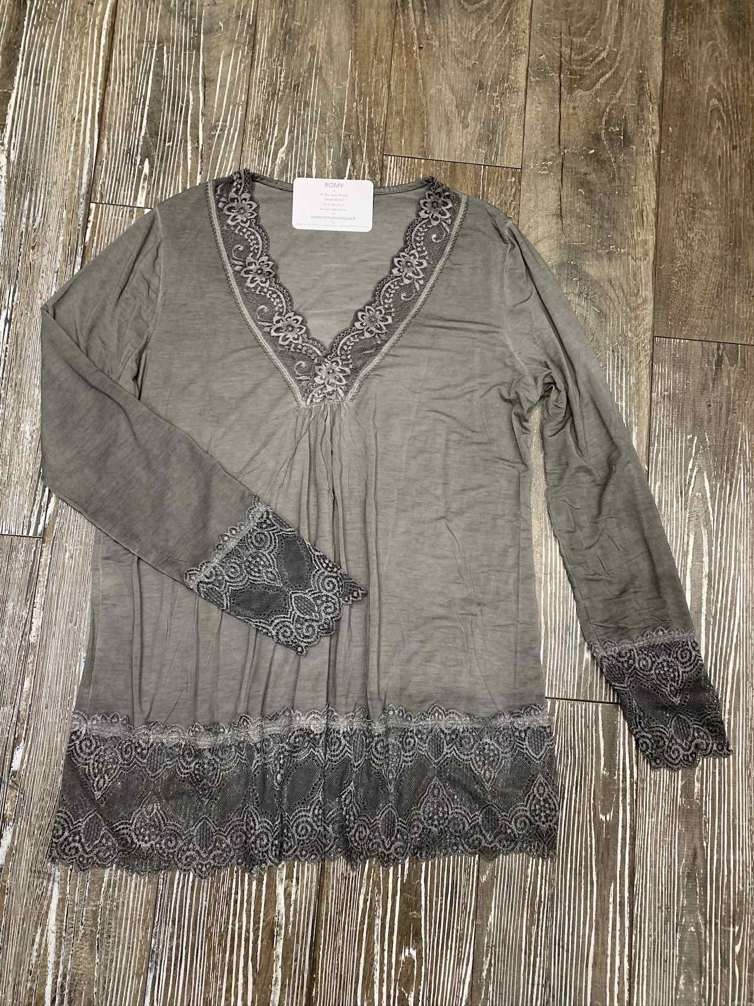 Sous-pull dentelle gris