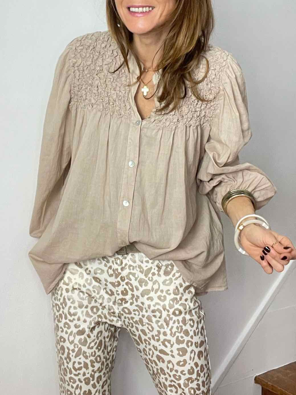 Blouse froufrou beige