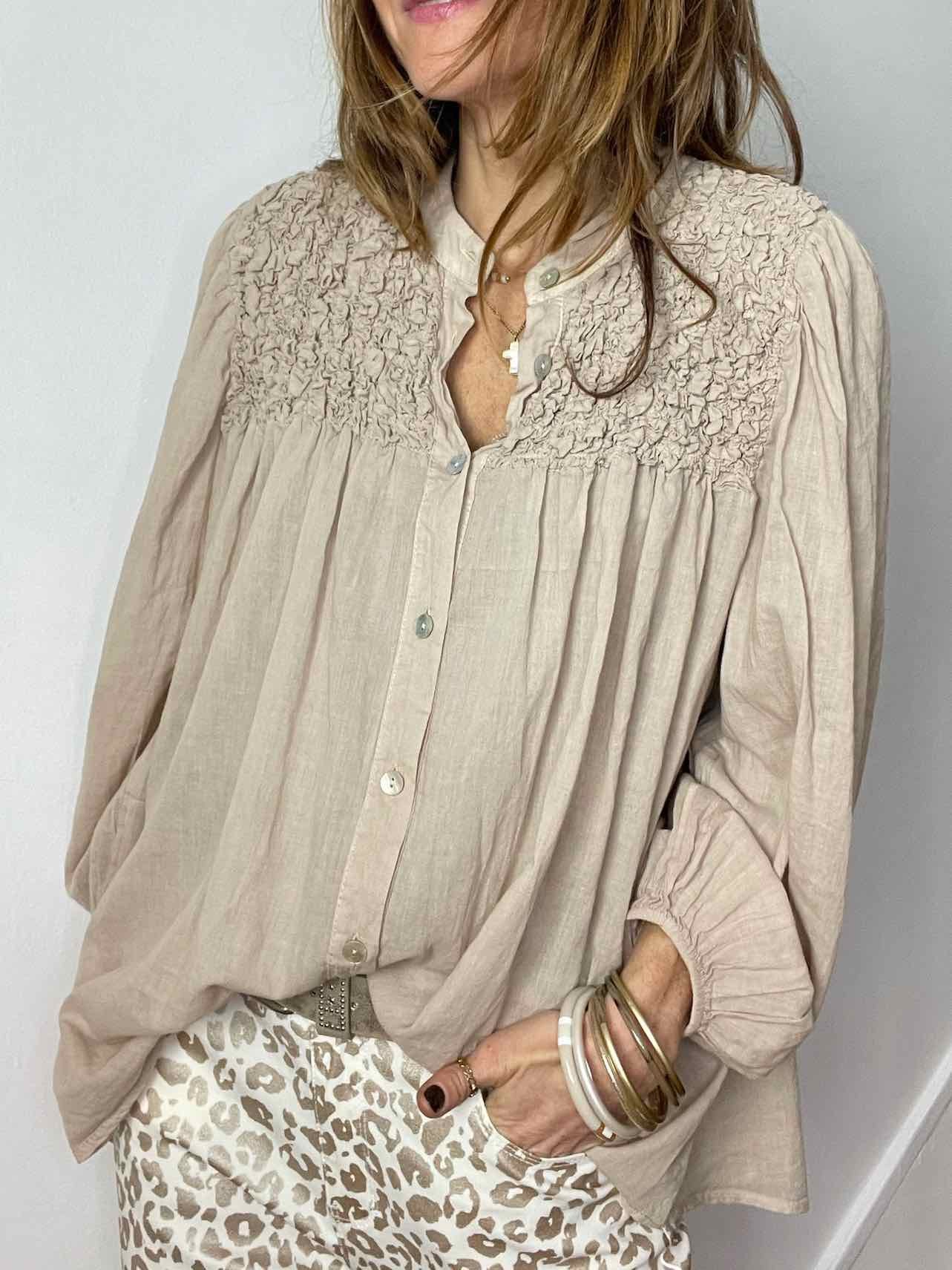 Blouse froufrou beige