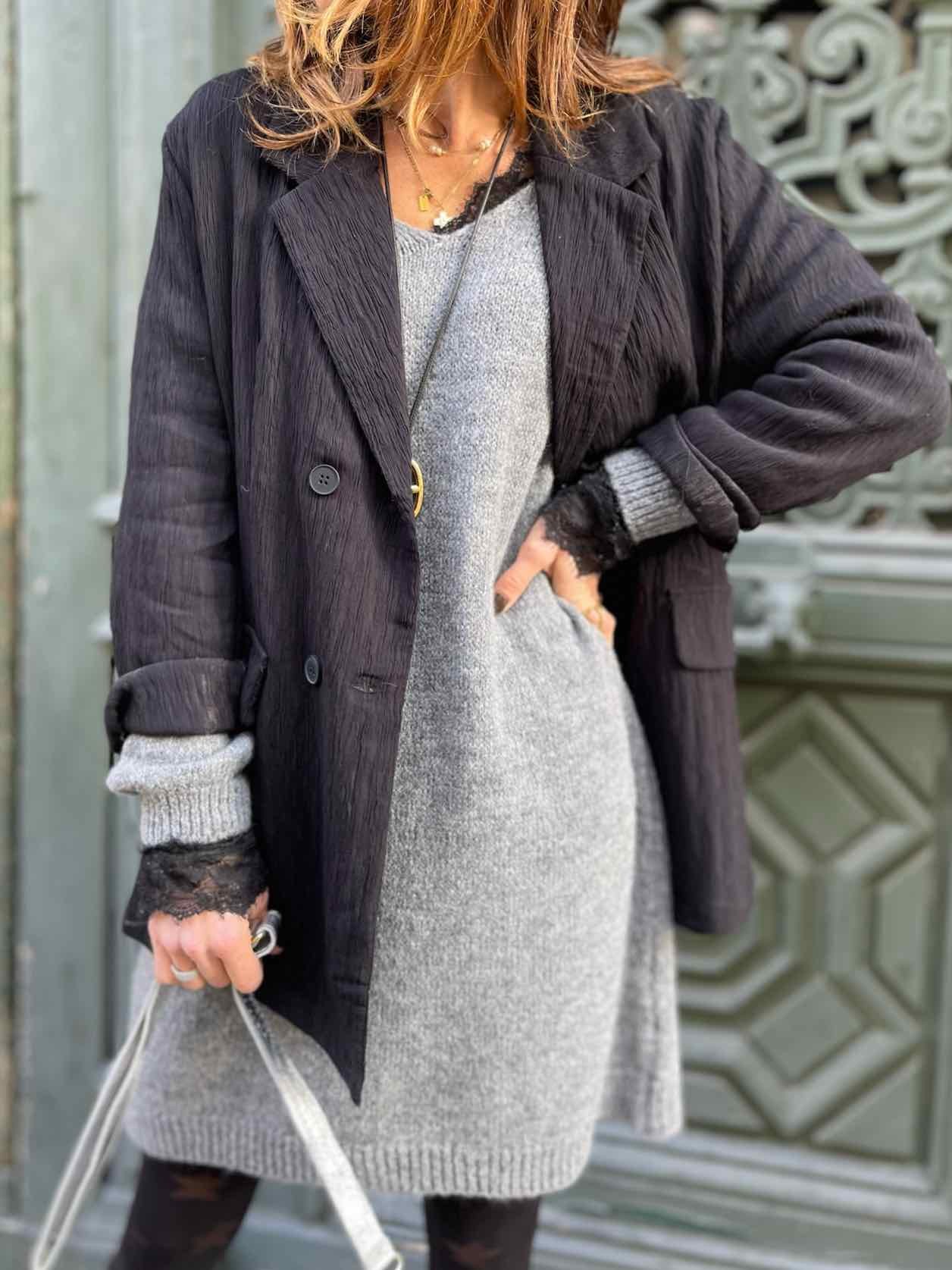 Blazer texturé noir