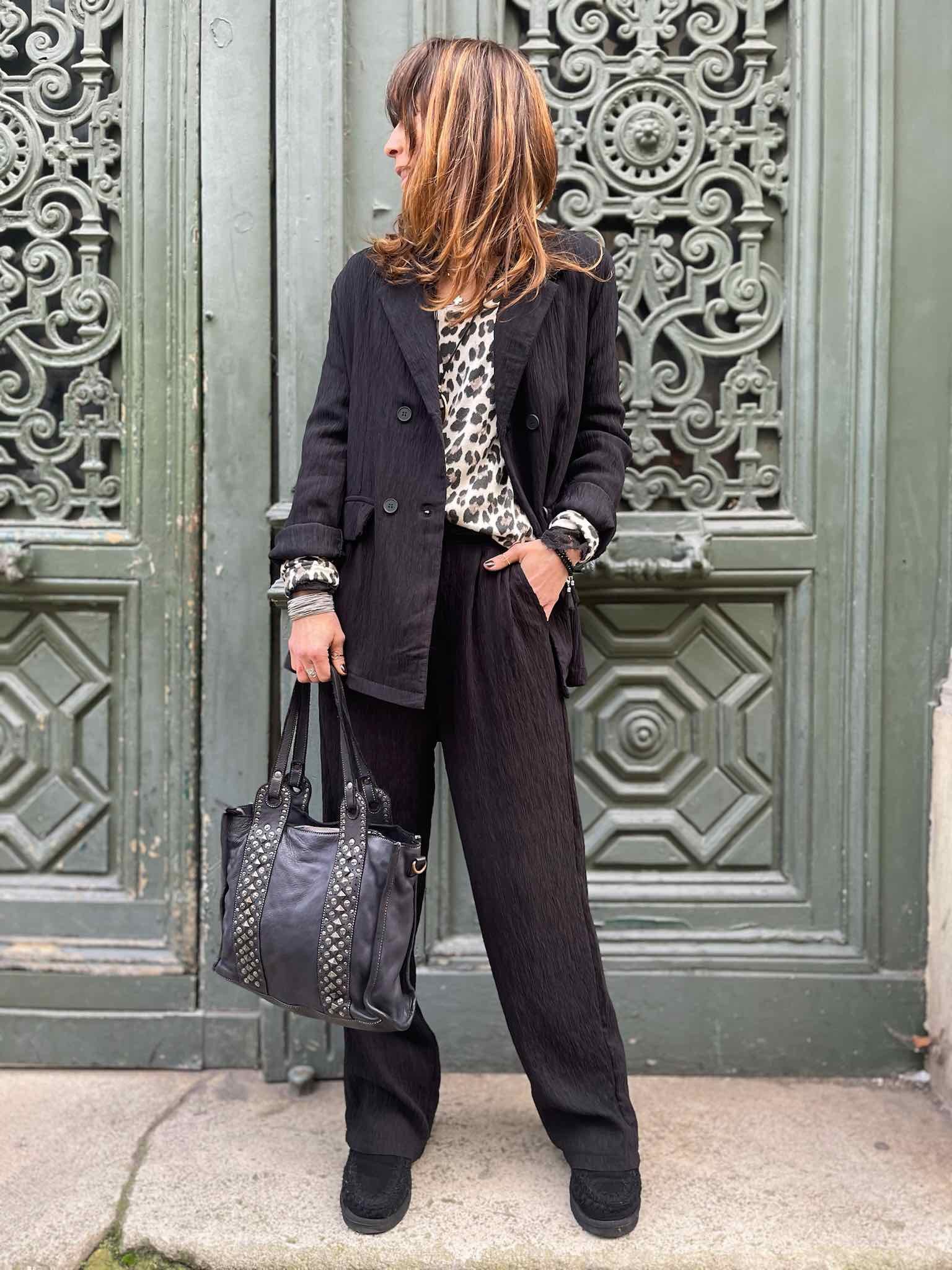 Pantalon fluide texturé