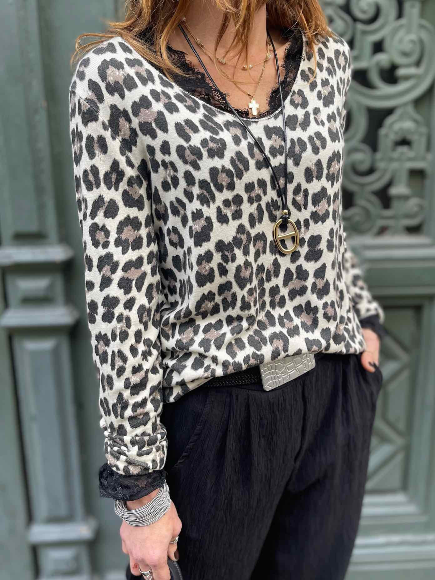 Top léo beige