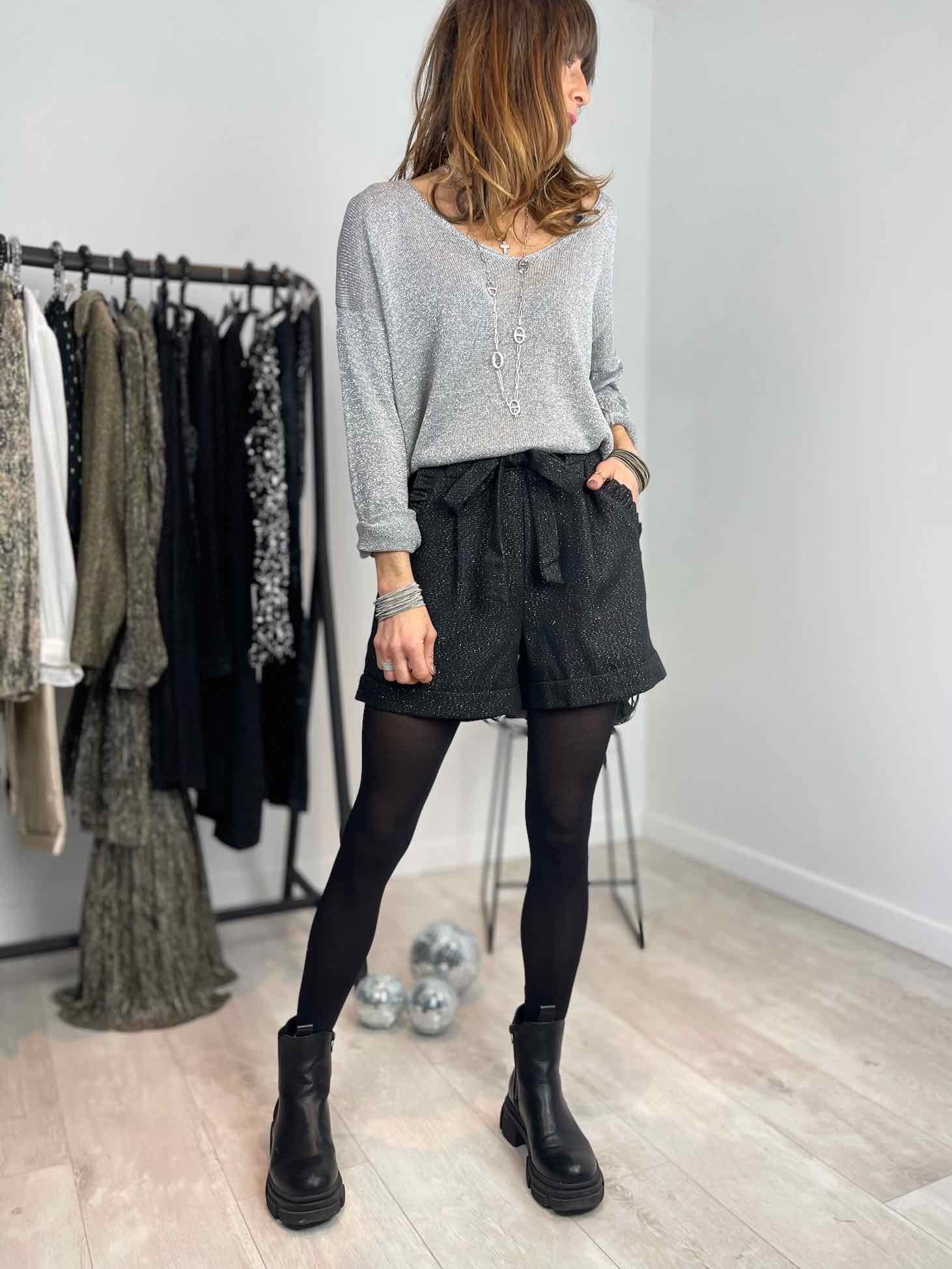 Pull maille argentée