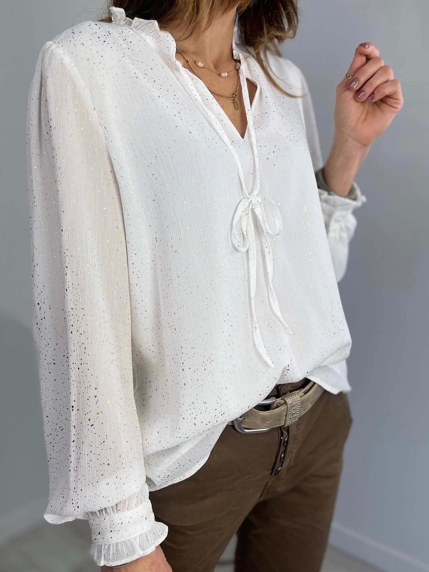 Blouse volants blanche