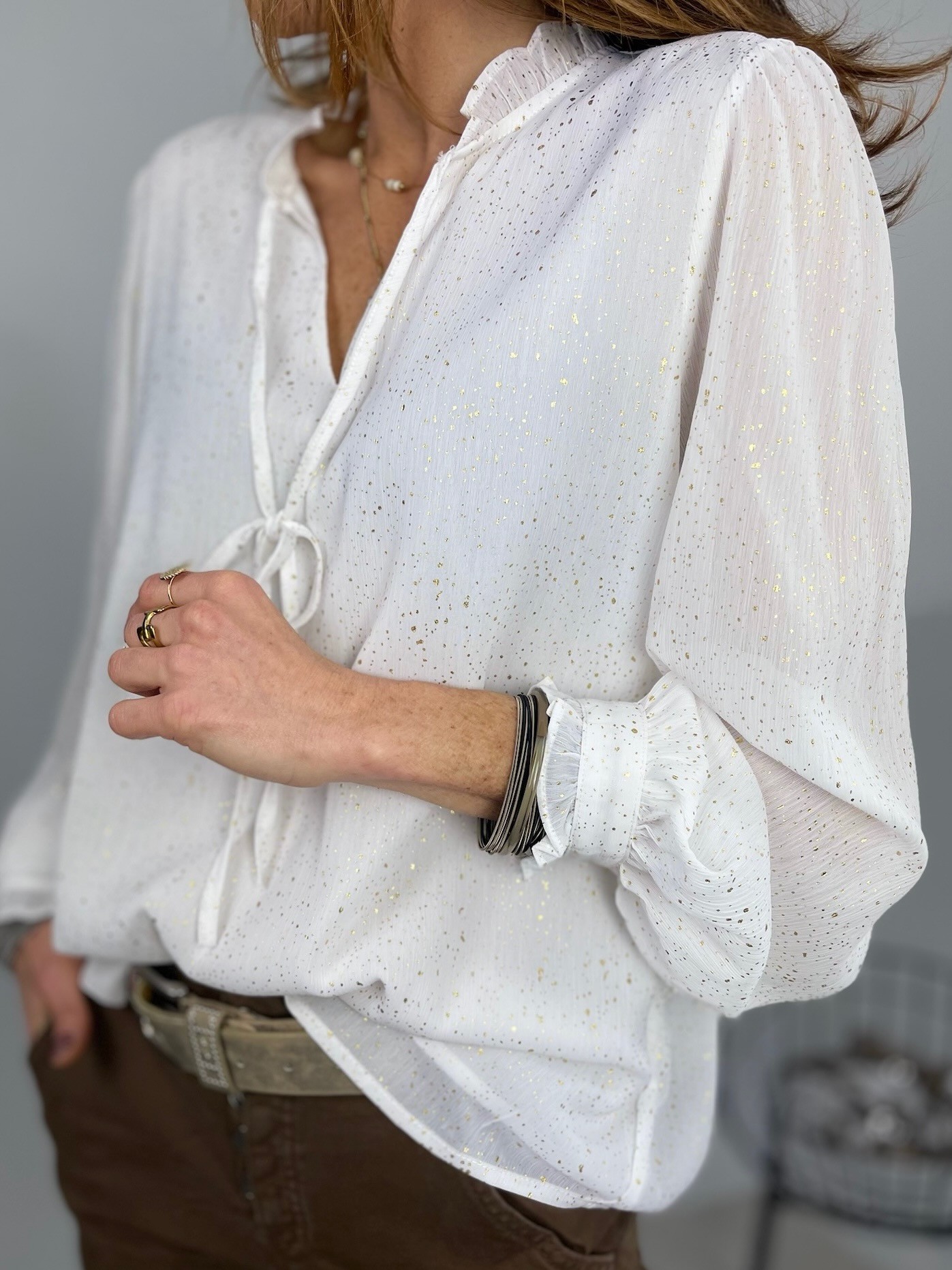 Blouse volants blanche