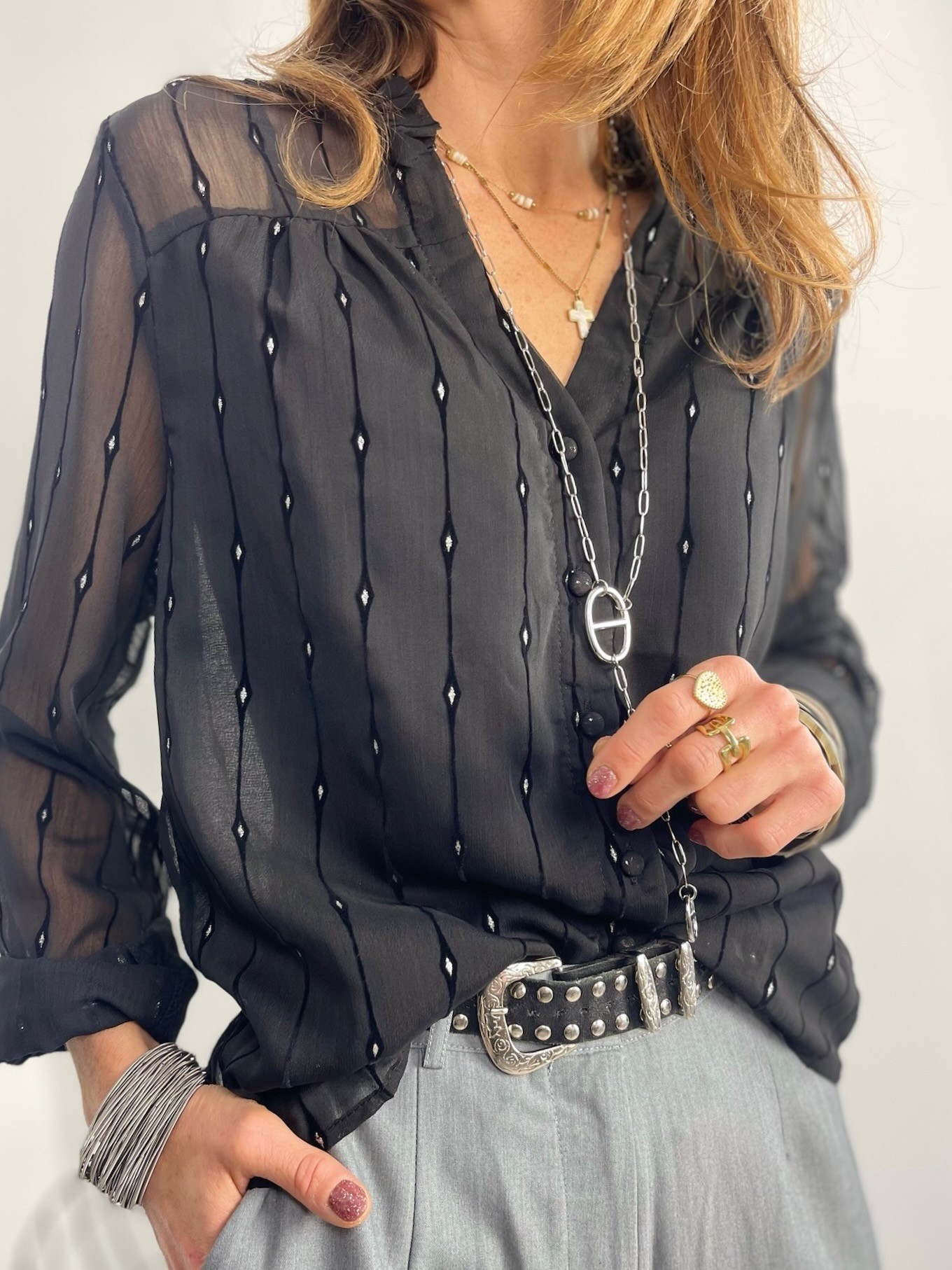 Blouse volants noire