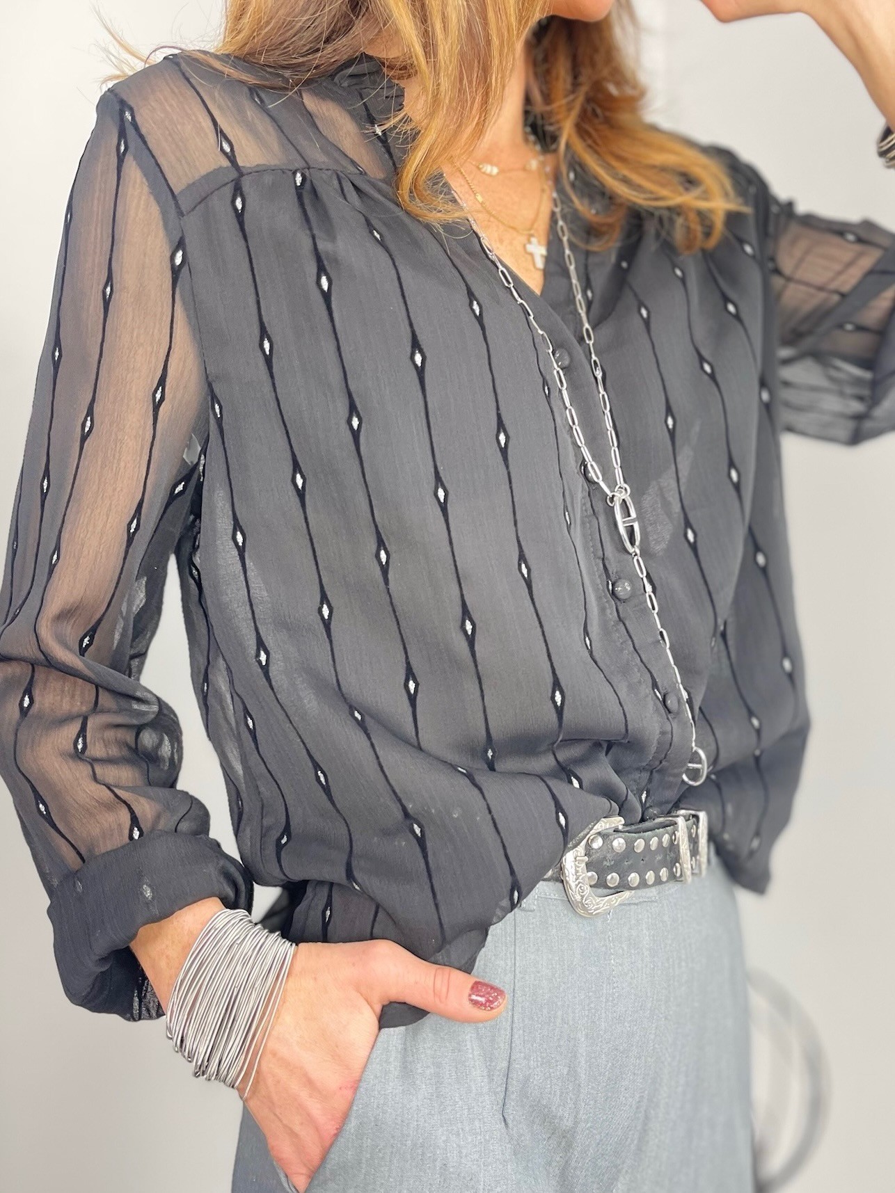 Blouse volants noire