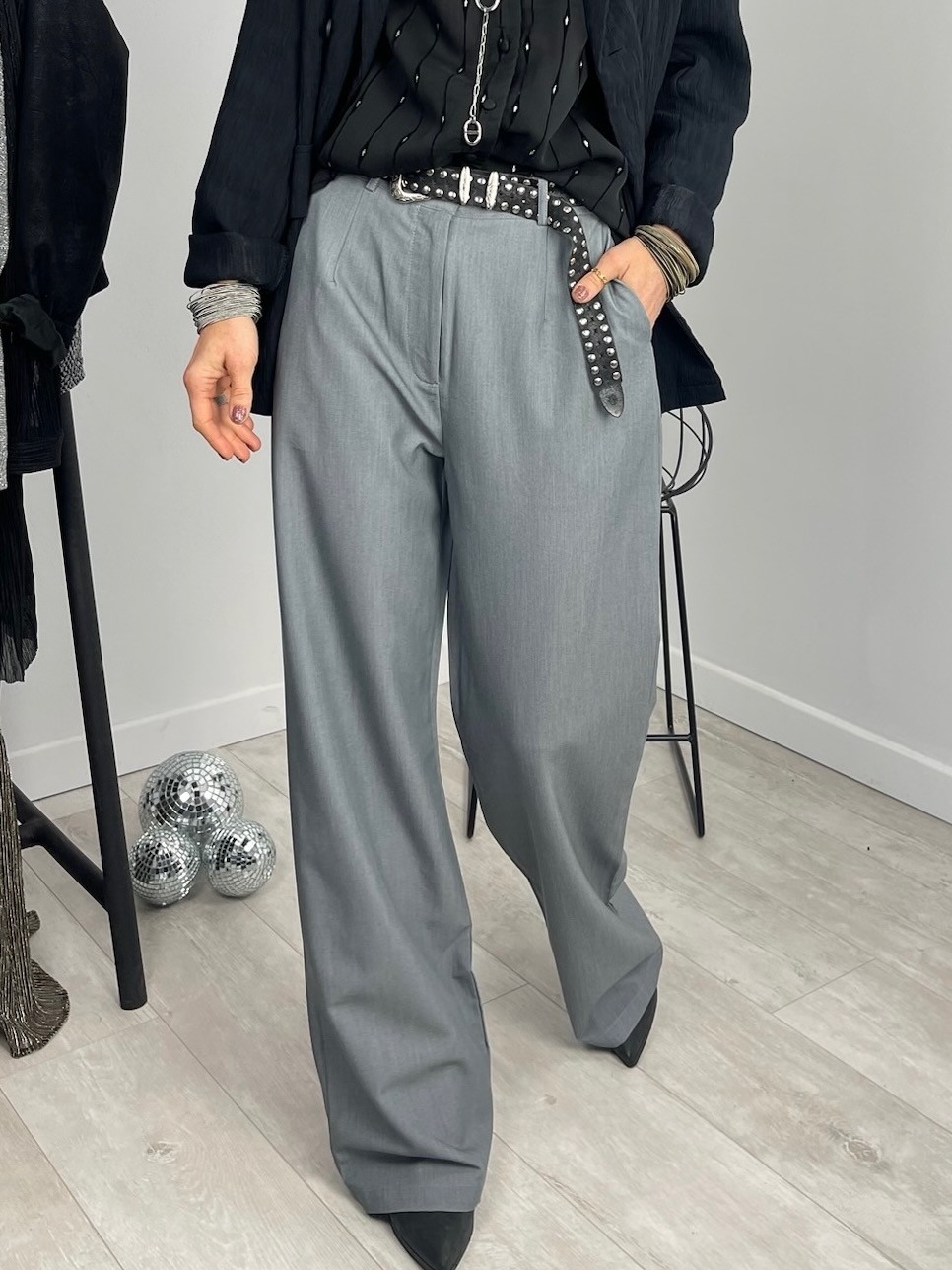 Pantalon pinces gris