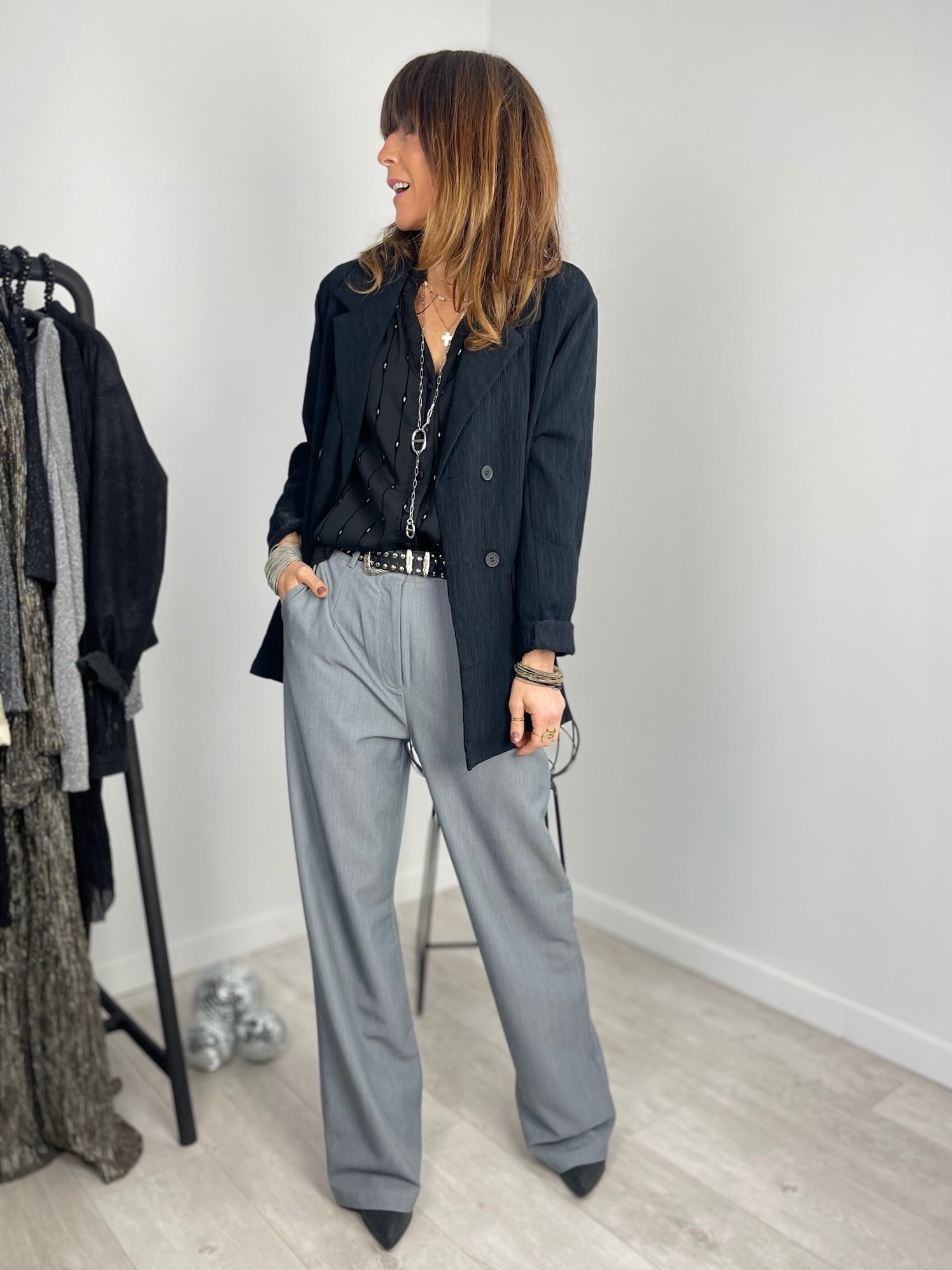 Pantalon pinces gris
