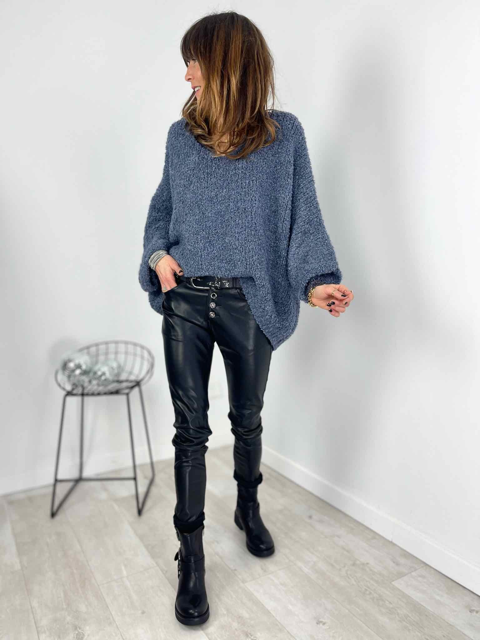 Pantalon slim simili cuir noir