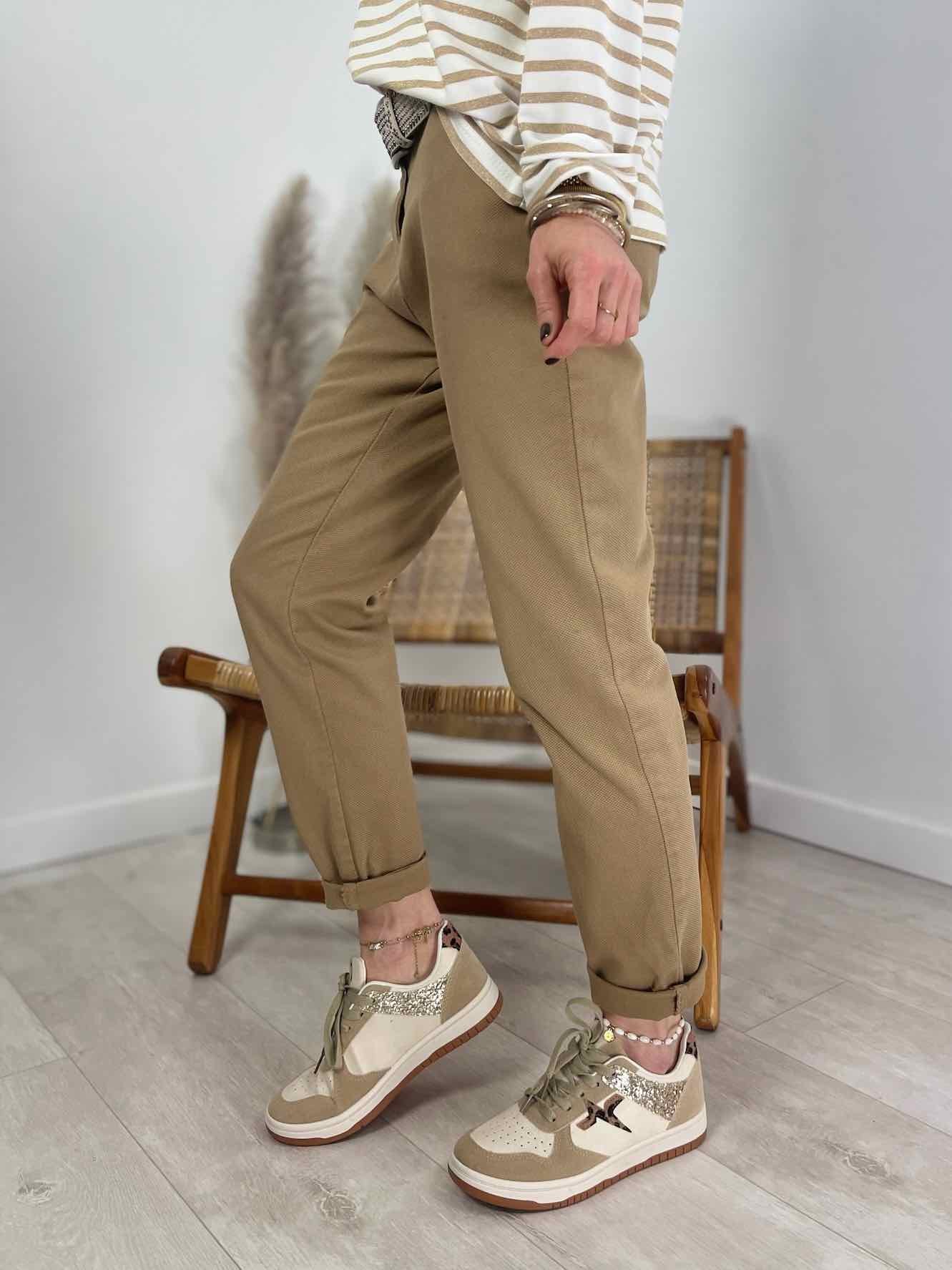 Chino Nid d'abeille Camel