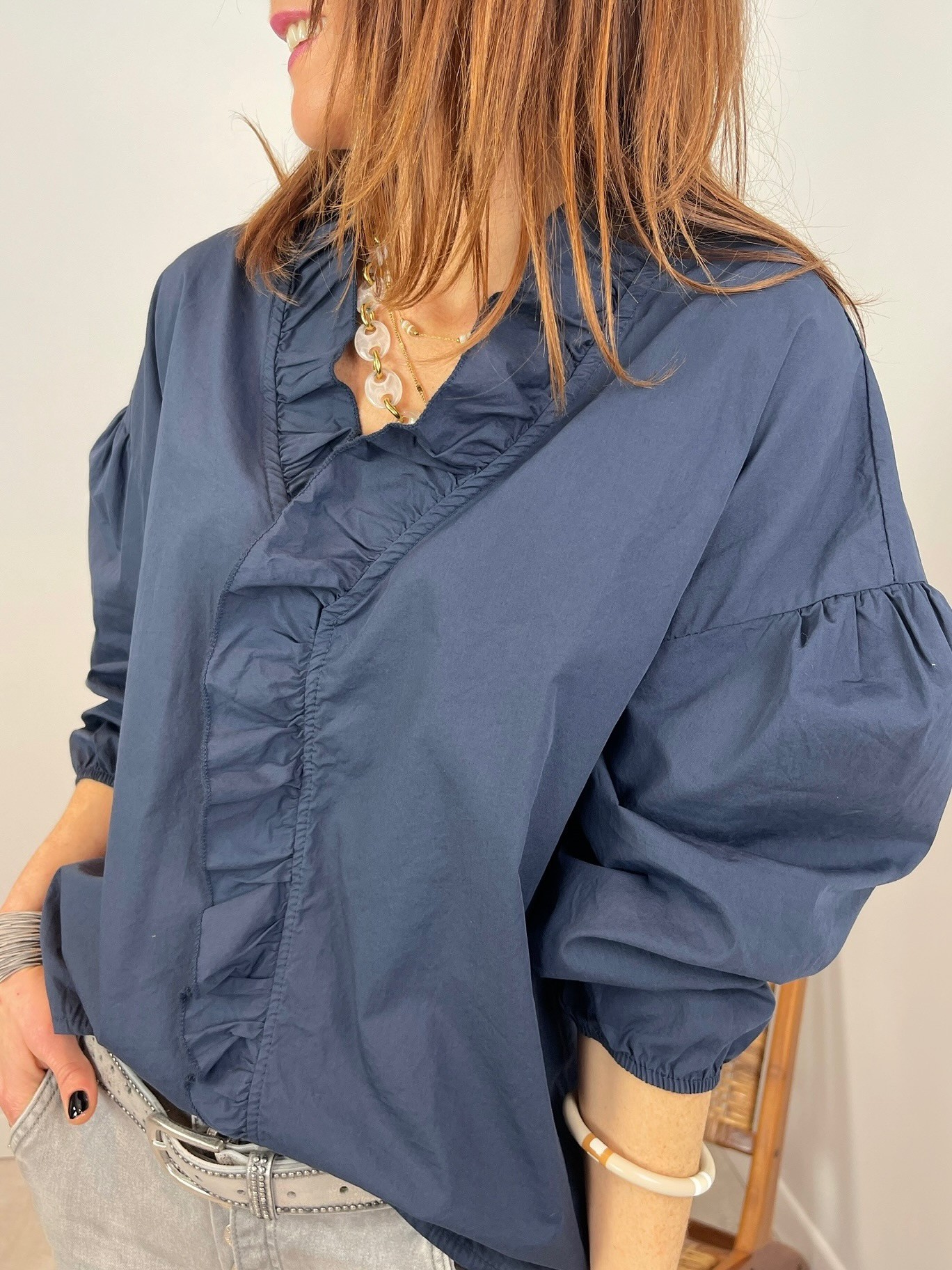 Chemisier Weinberg Bleu Marine Taille 44 - Occasion Très Bon état, Polyester, Manches Courtes