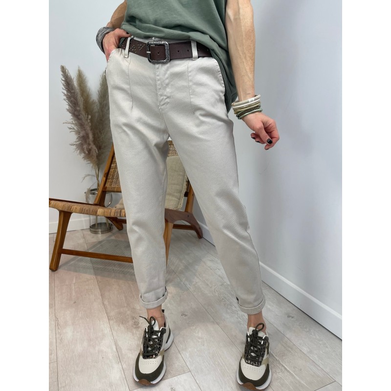 Chino à pinces nid d'abeille beige