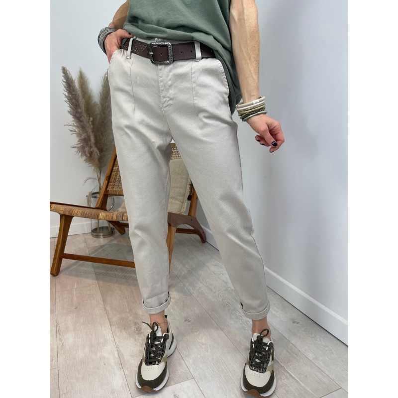 Pantalon chino mom nid d'abeille beige