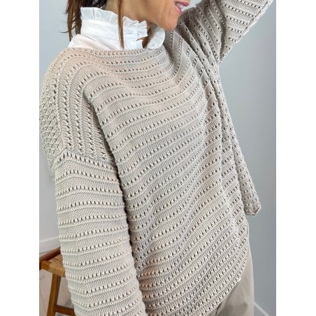 Pull maille ajourée beige