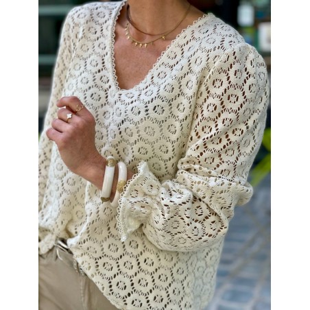 Blouse broderie manches longues