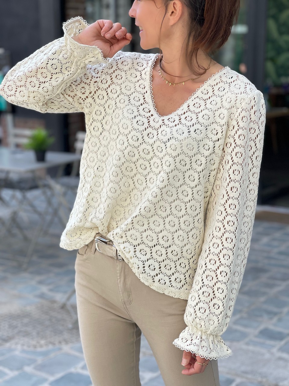 Blouse broderie manches longues