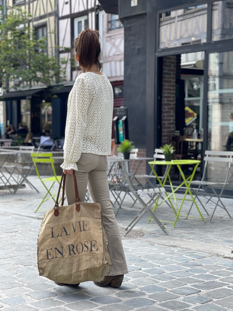 Jeans flare taupe