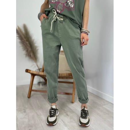 Pantalon carotte kaki