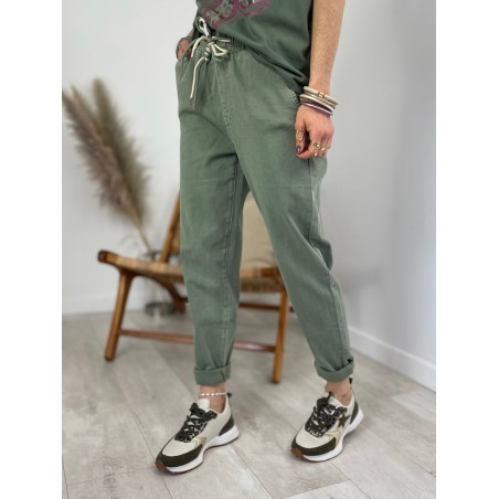 Pantalon carotte kaki