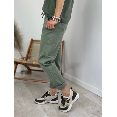 Pantalon carotte kaki