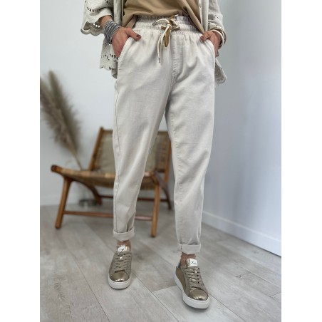 Pantalon carotte beige