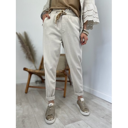 Pantalon carotte beige