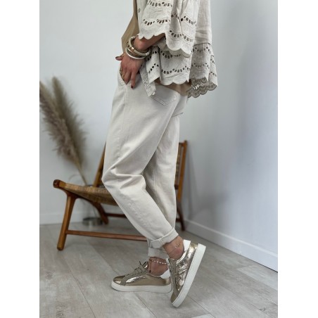 Pantalon carotte beige