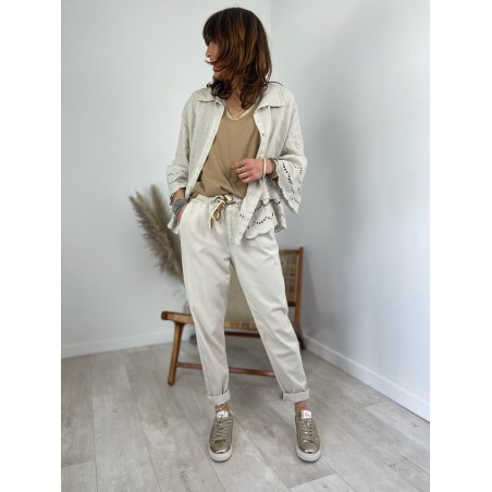 Pantalon carotte beige