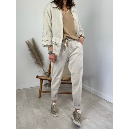 Pantalon carotte beige