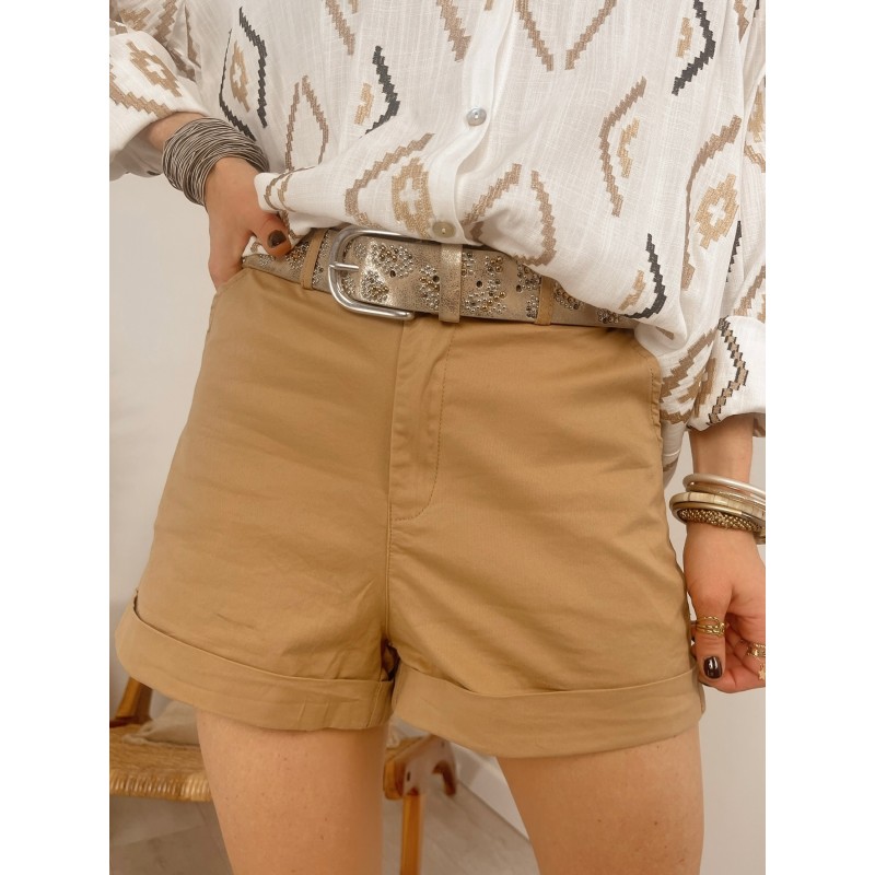 Short toile camel