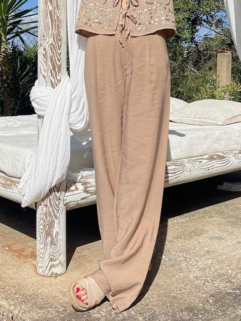 Pantalon flare camel